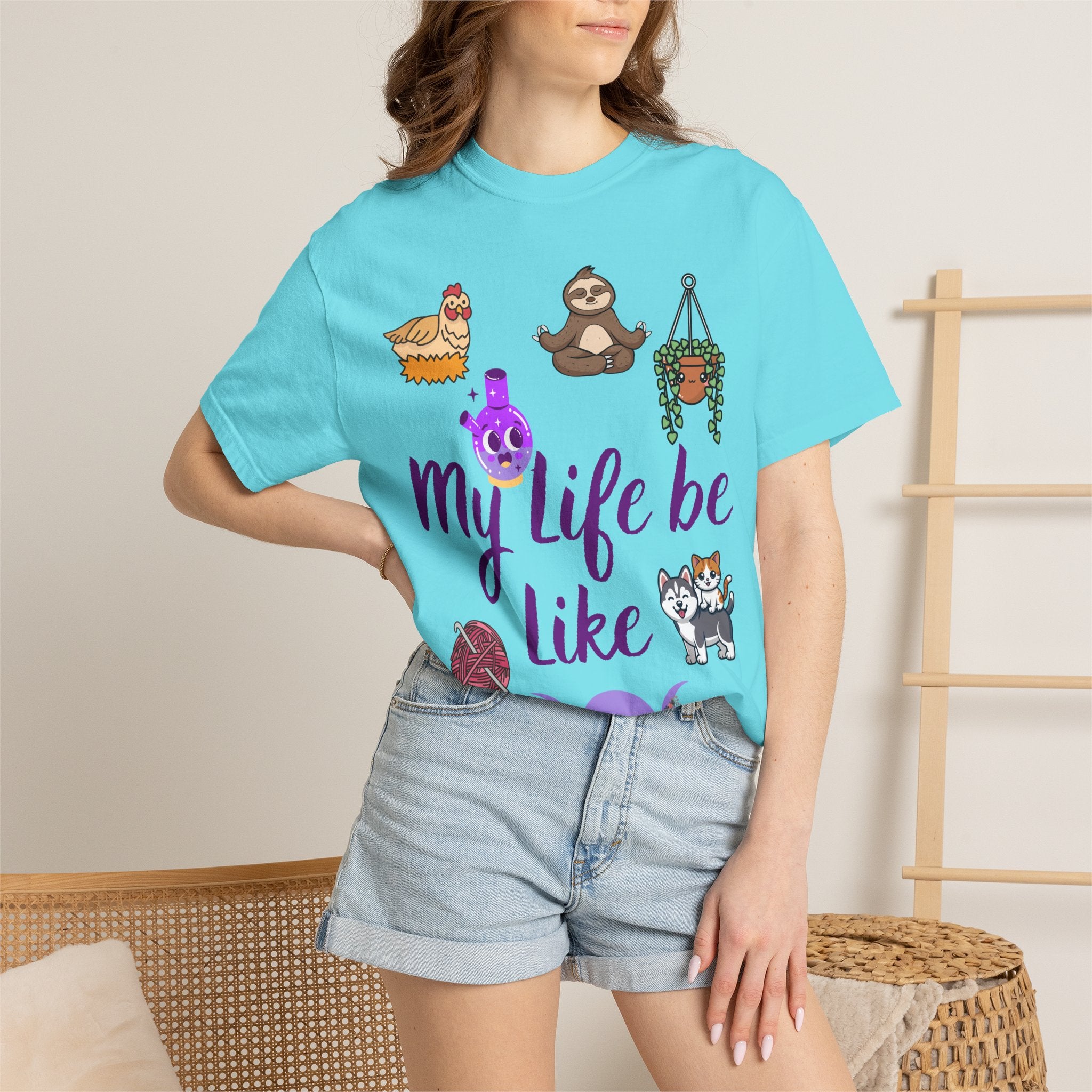 My Life Be Like T-shirt | Sloth, Cats, Chicken & Crystals Graphic Tee
