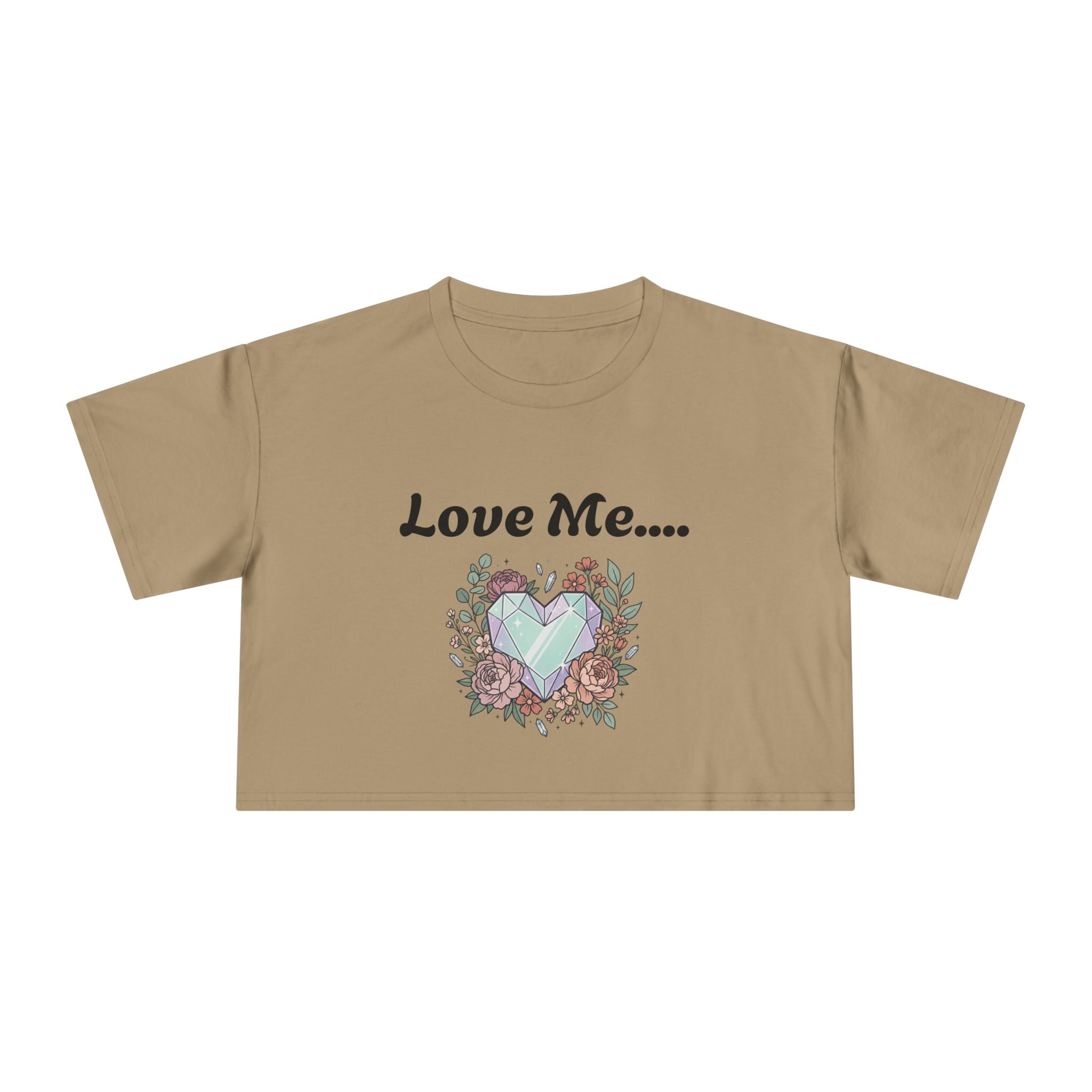 Crop Tee — "Love Me... or Don't." Heart & Coffin Floral Graphic