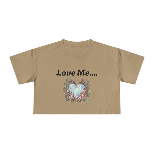 Crop Tee — "Love Me... or Don't." Heart & Coffin Floral Graphic