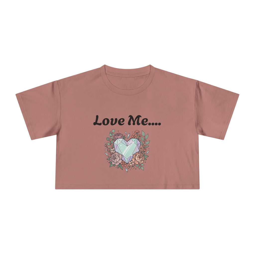 Crop Tee — "Love Me... or Don't." Heart & Coffin Floral Graphic